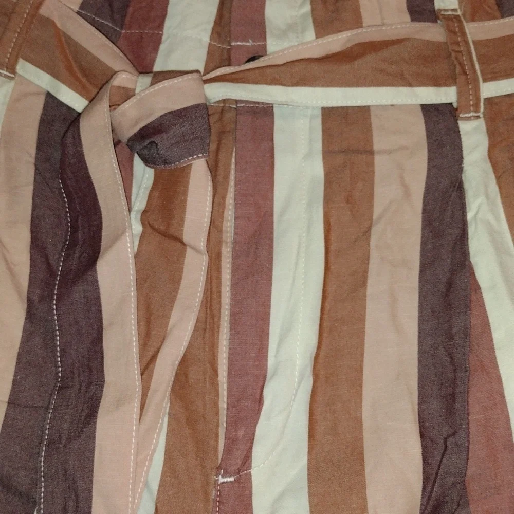 MADEWELL PAPER BAG High Rise RAINBOW STRIPE Brown Tan CREME 6 - Picture 5 of 9